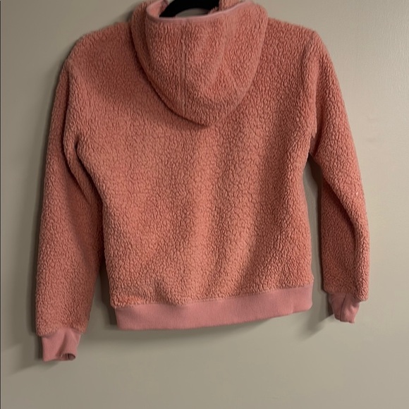 Athleta Girl Pink Sherpa Hoodie Jacket Pullover Size L 19" PTP - Picture 4 of 5